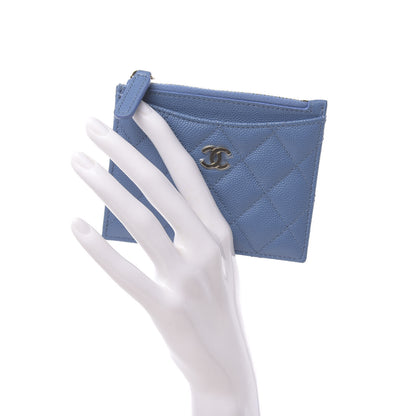 Chanel Caviar Quilted CC Zip Card Holder Blue 2 of 8
