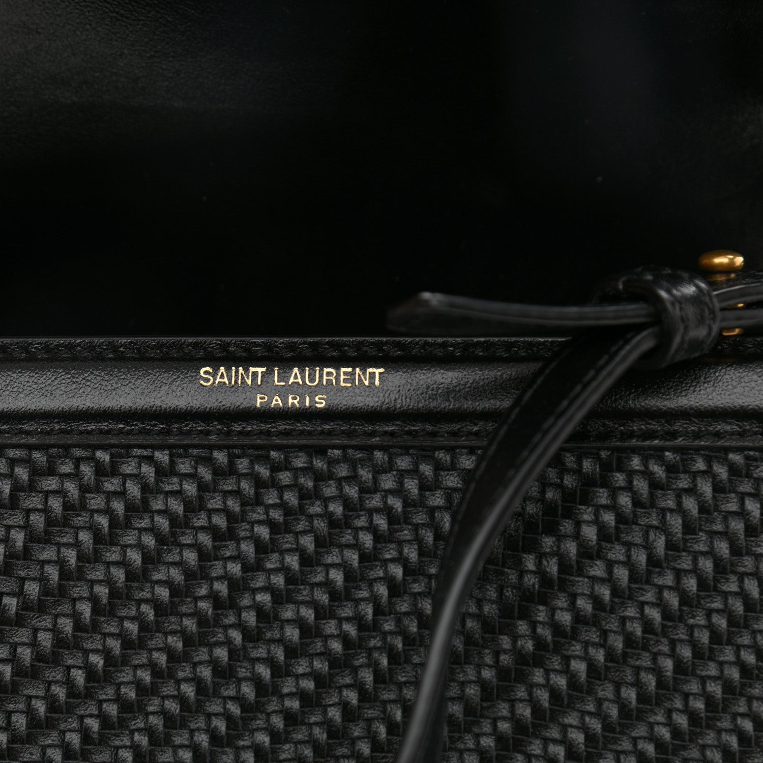 Saint Laurent Calfksin Woven Mini Classic Monogram Cassandra Top Handle Black 5 of 9