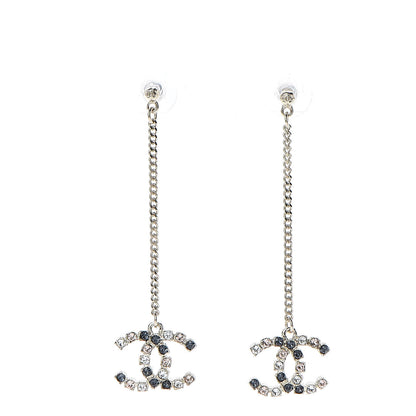 Chanel Crystal CC Drop Earrings Pink Grey Gold 1 of 3