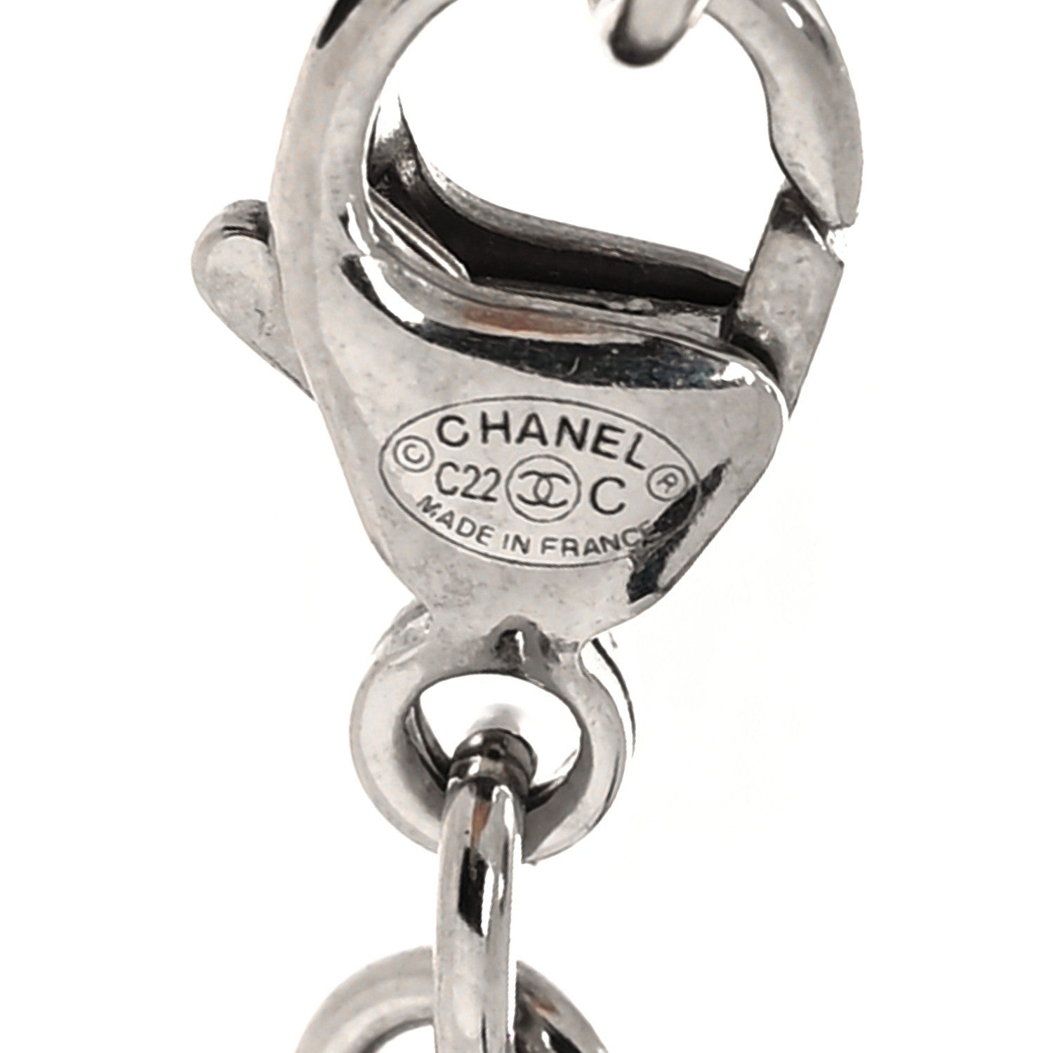 Chanel Crystal Timeless CC Necklace Silver 5 of 5