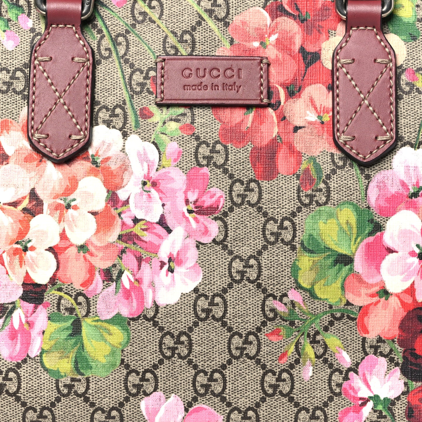 GG Supreme Monogram Blooms Small Zippered Tote Beige Multicolor Dry Rose