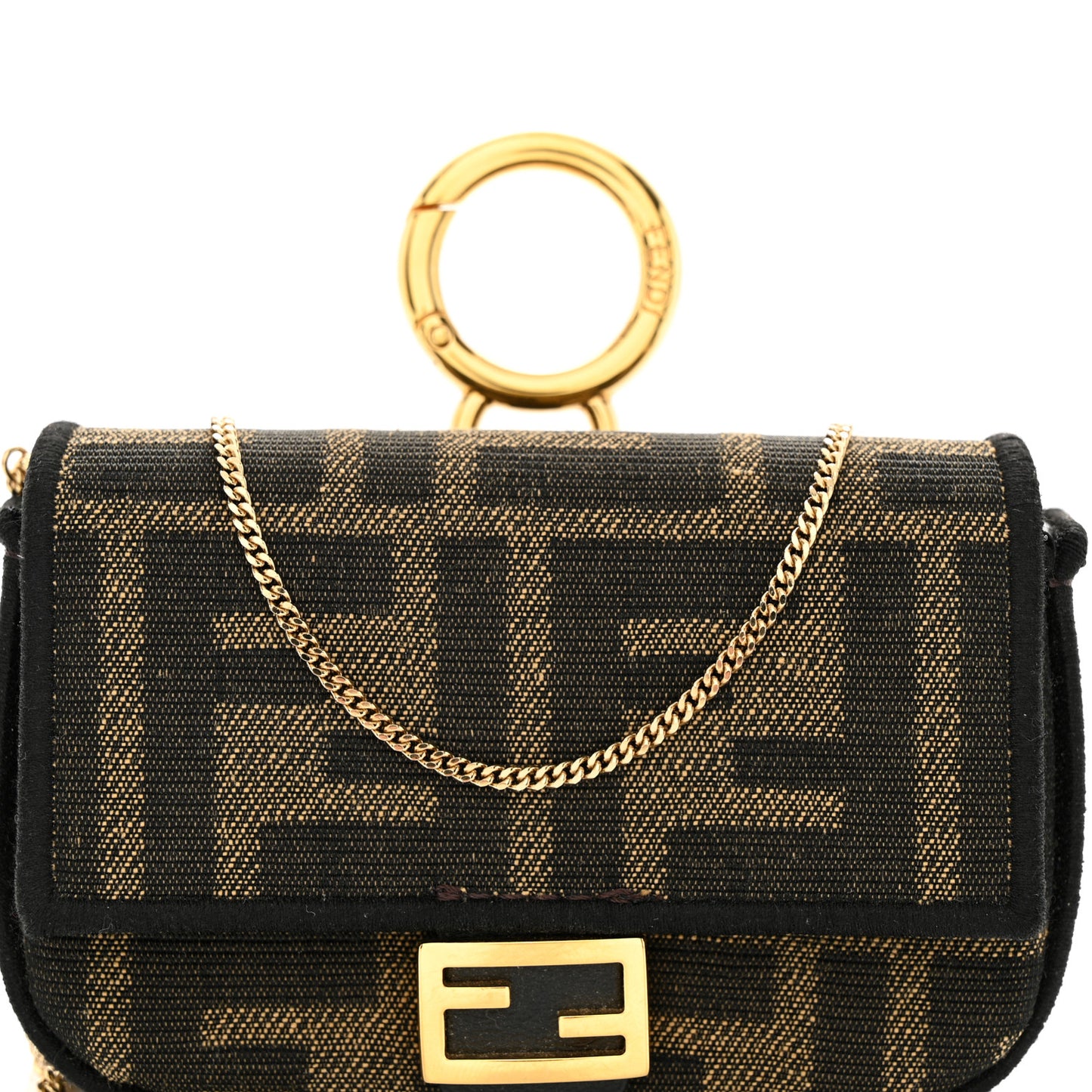 Fabric Jacquard FF 1974 Nano Baguette Charm Tobacco Moro Black