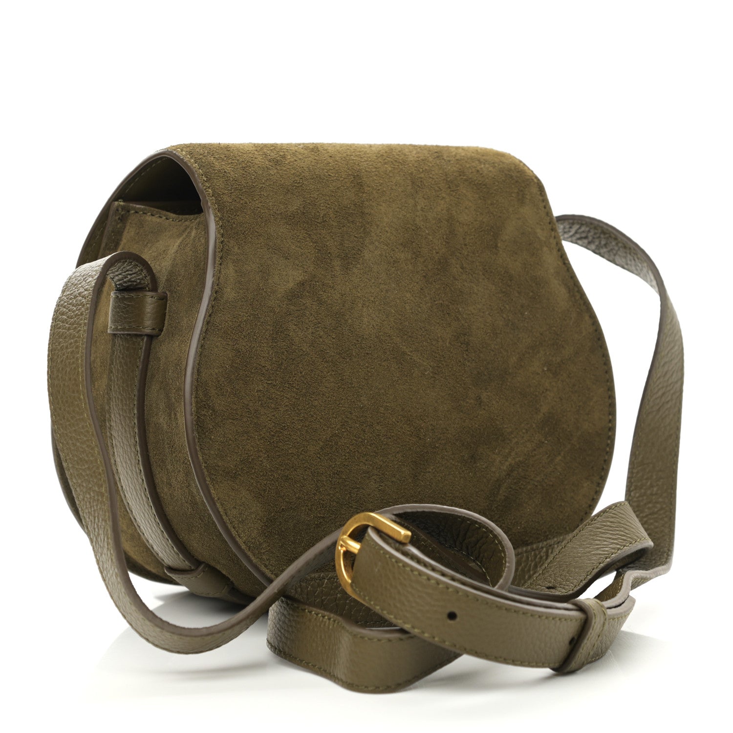 Chloe Suede Calfskin Mini Marcie Round Crossbody Bag Deep Olive 3 of 10