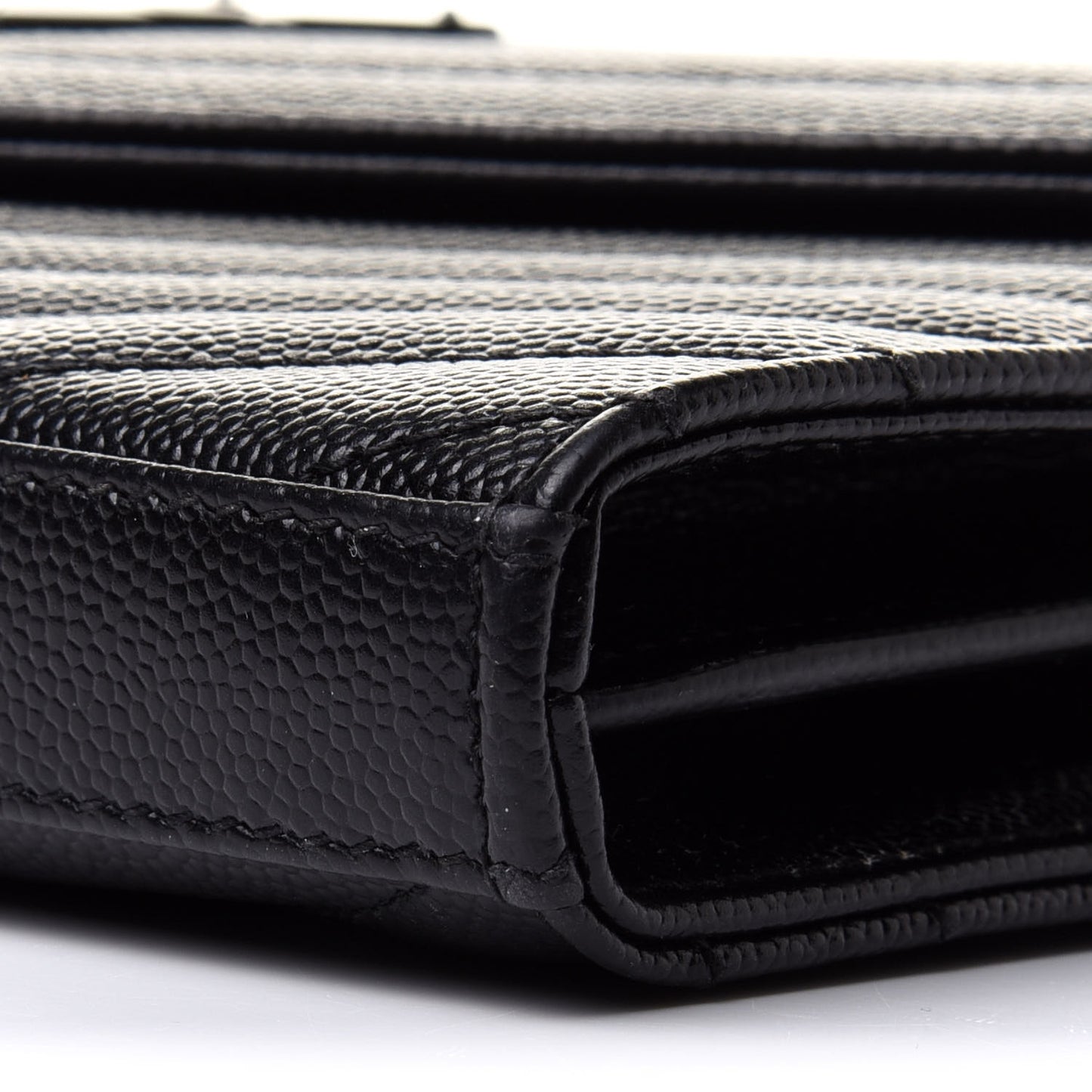 Grain De Poudre Matelasse Chevron Monogram Chain Wallet Black