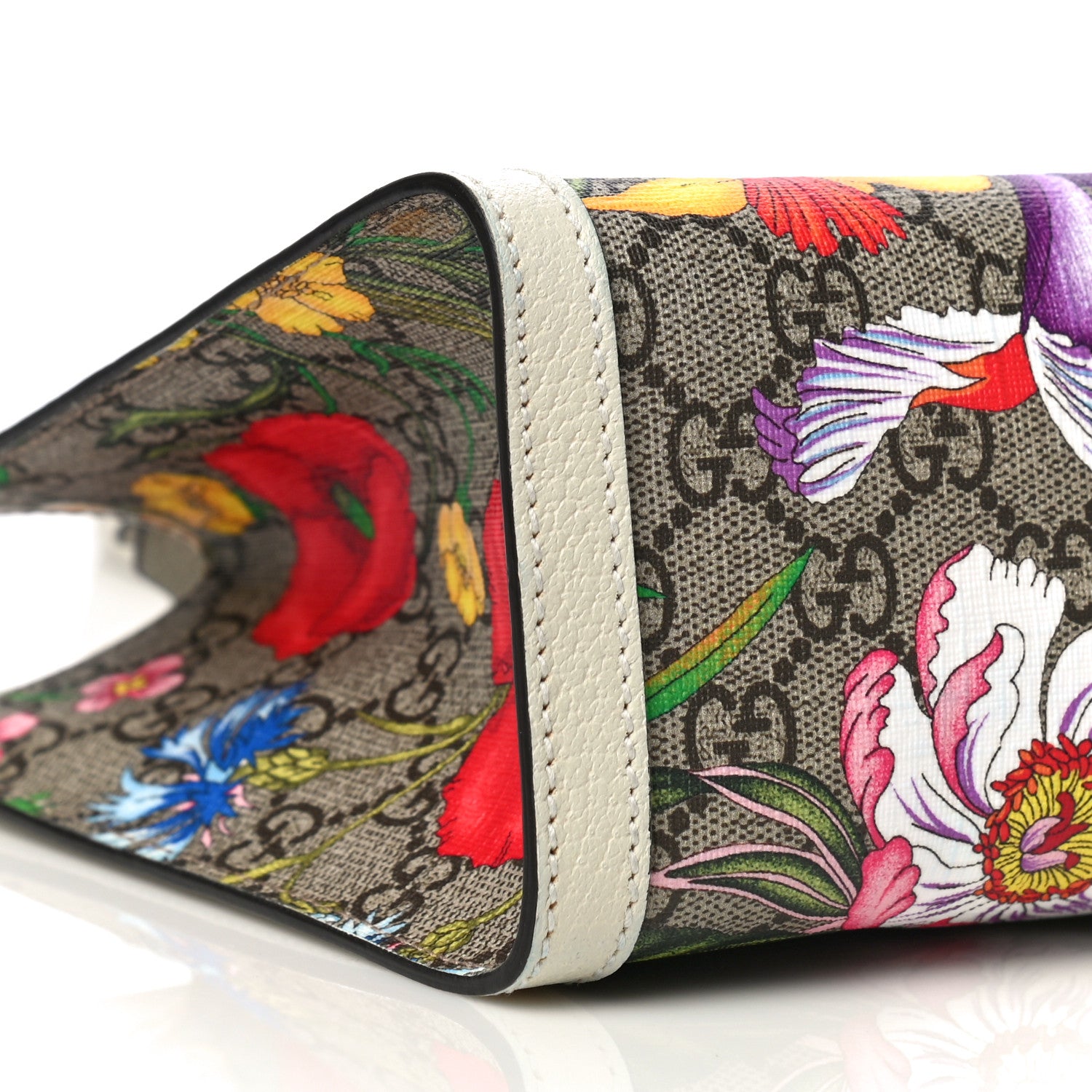 Gucci GG Supreme Monogram Flora Textured Calfskin Small Padlock Tote Beige Ebony Multicolor Mystic White 9 of 12