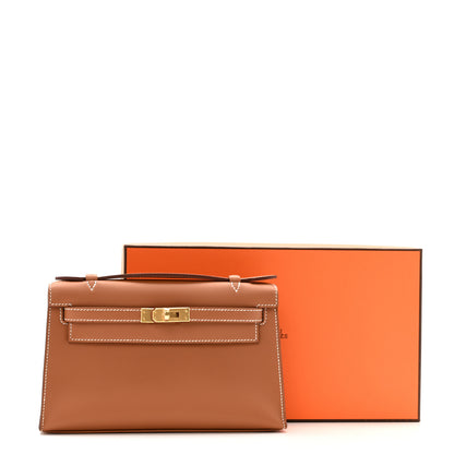 Hermes Swift Kelly Pochette Clutch Gold 7 of 7