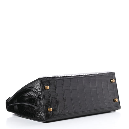 Hermes Shiny Alligator Kelly Sellier 28 Black 5 of 39