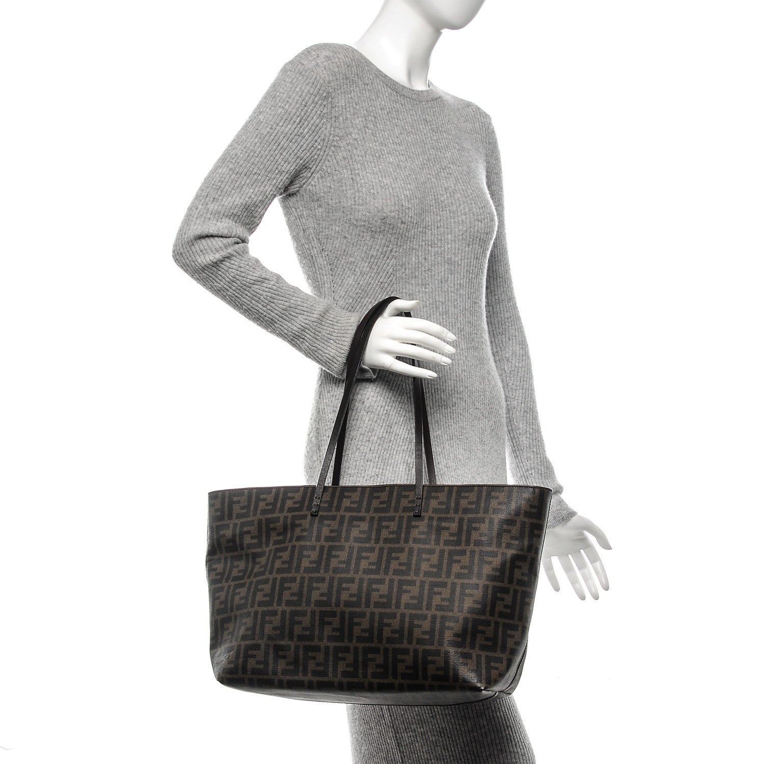 Fendi Zucca Spalmati Medium Roll Tote Tobacco Moro 2 of 7