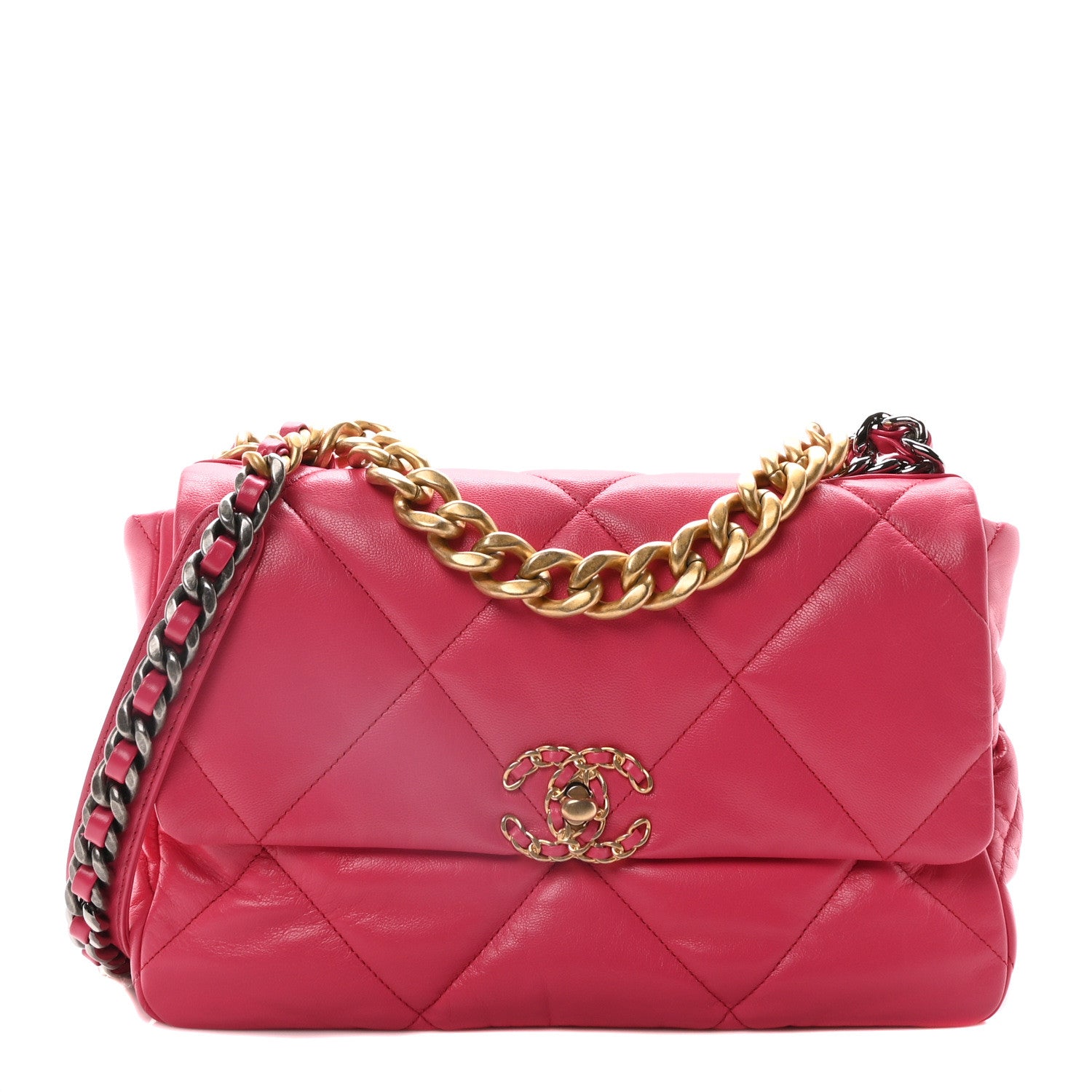 Chanel Lambskin Quilted Large Chanel 19 Flap Dark Pink 1 of 11