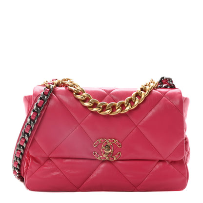 Chanel Lambskin Quilted Large Chanel 19 Flap Dark Pink 1 of 11