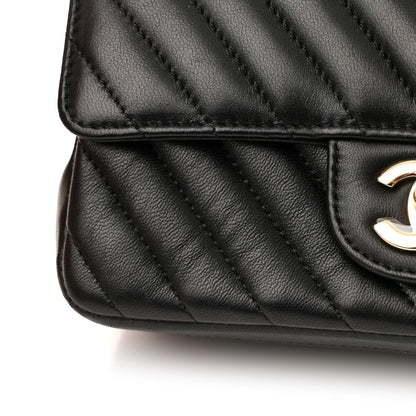 Chanel Lambskin Chevron Quilted Mini Rectangular Flap Black 13 of 16