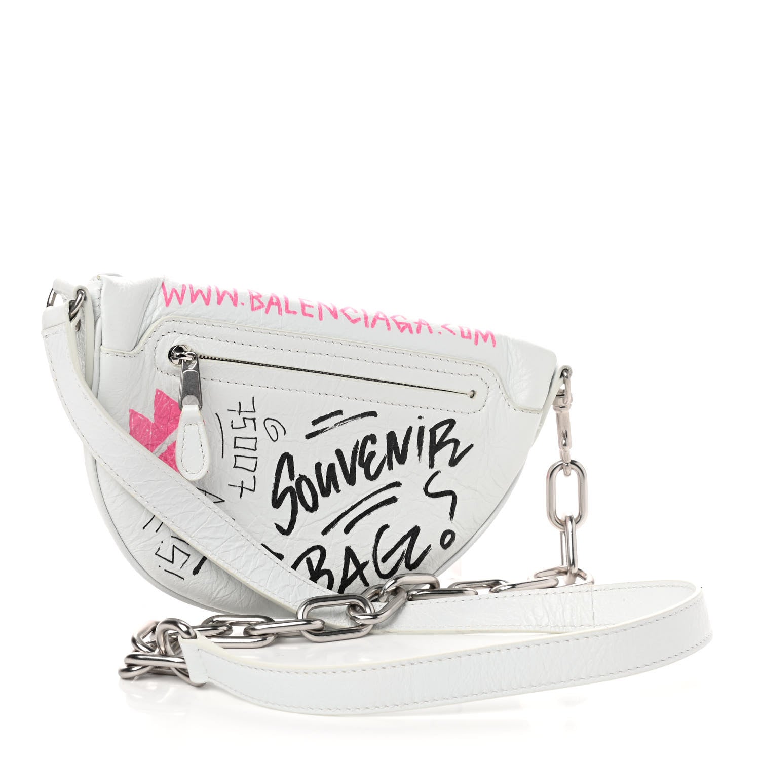 Balenciaga Agneau Arena Graffiti All Over XXS Souvenir Belt Bag White Multicolor 2 of 7