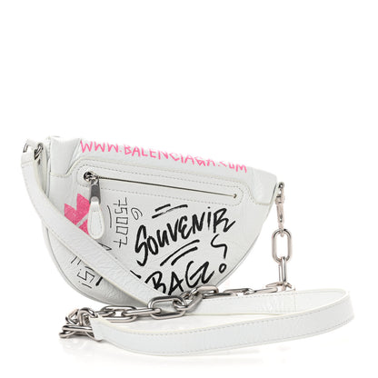 Balenciaga Agneau Arena Graffiti All Over XXS Souvenir Belt Bag White Multicolor 2 of 7