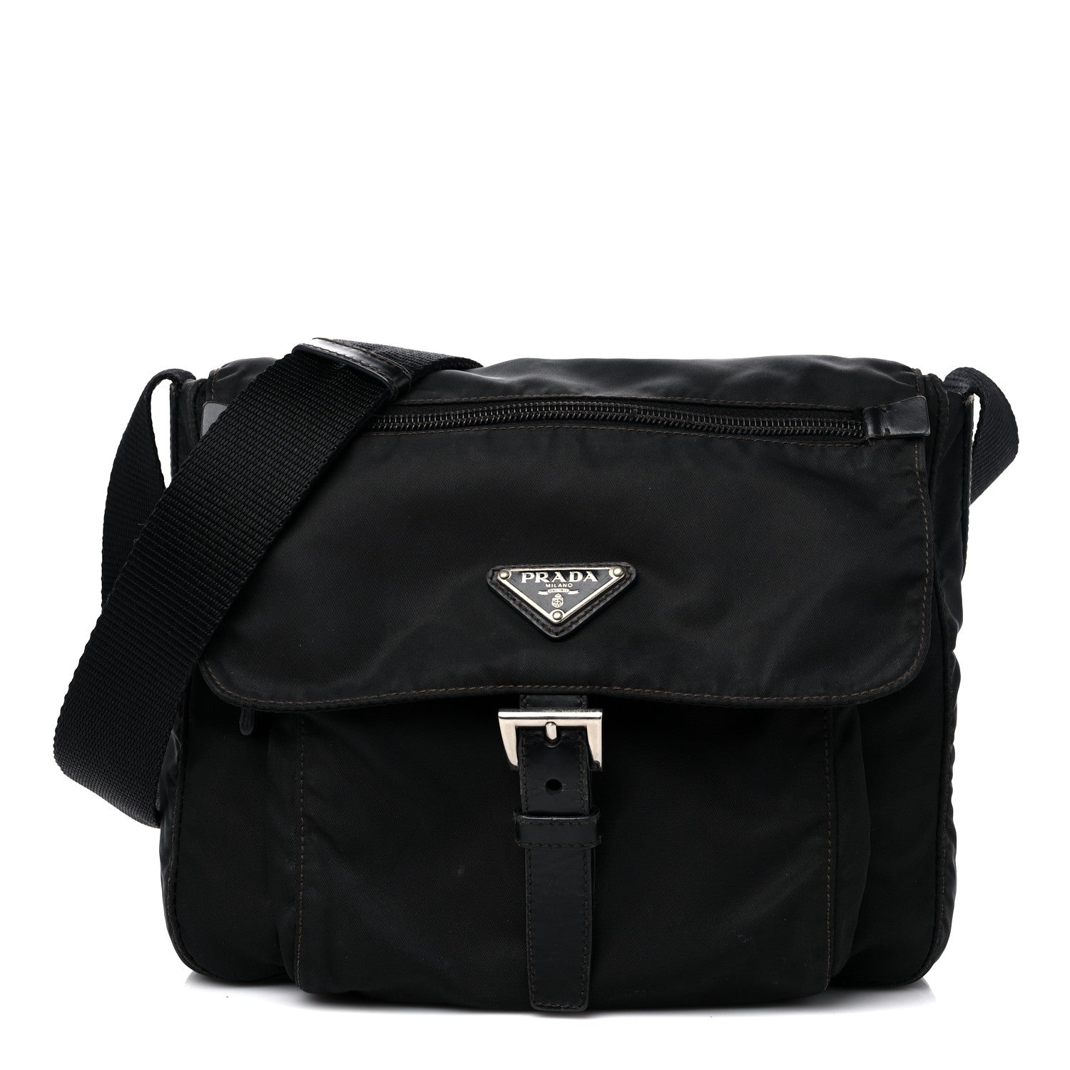 Prada Tessuto Nylon Saffiano Small Vela Messenger Black 1 of 16
