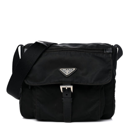 Prada Tessuto Nylon Saffiano Small Vela Messenger Black 1 of 16