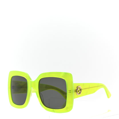 Gucci Acetate Square Frame Sunglasses GG0083S Neon Green 1 of 7