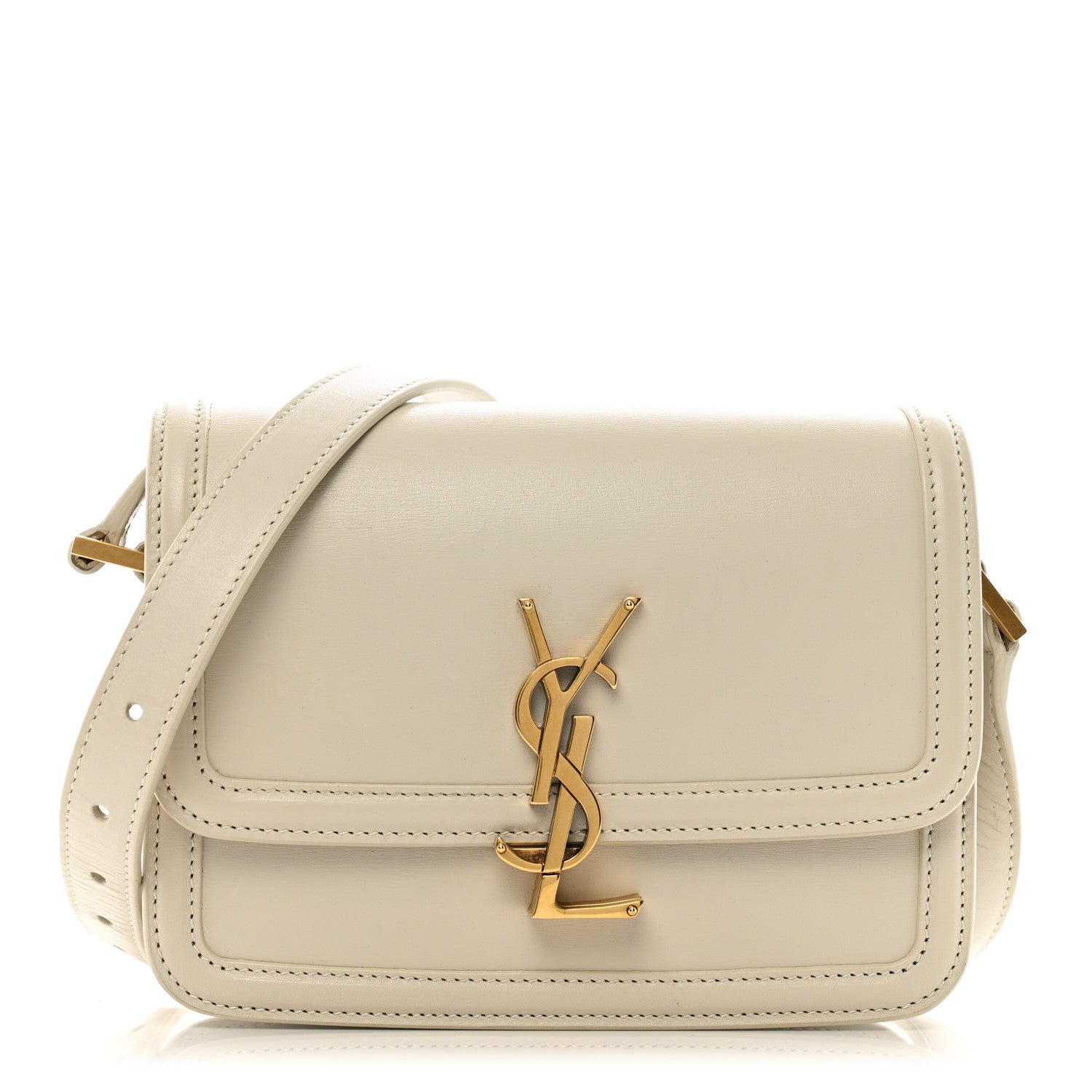 Saint Laurent Smooth Calfskin Monogram Small Solferino Satchel  Blanc Vintage 1 of 13