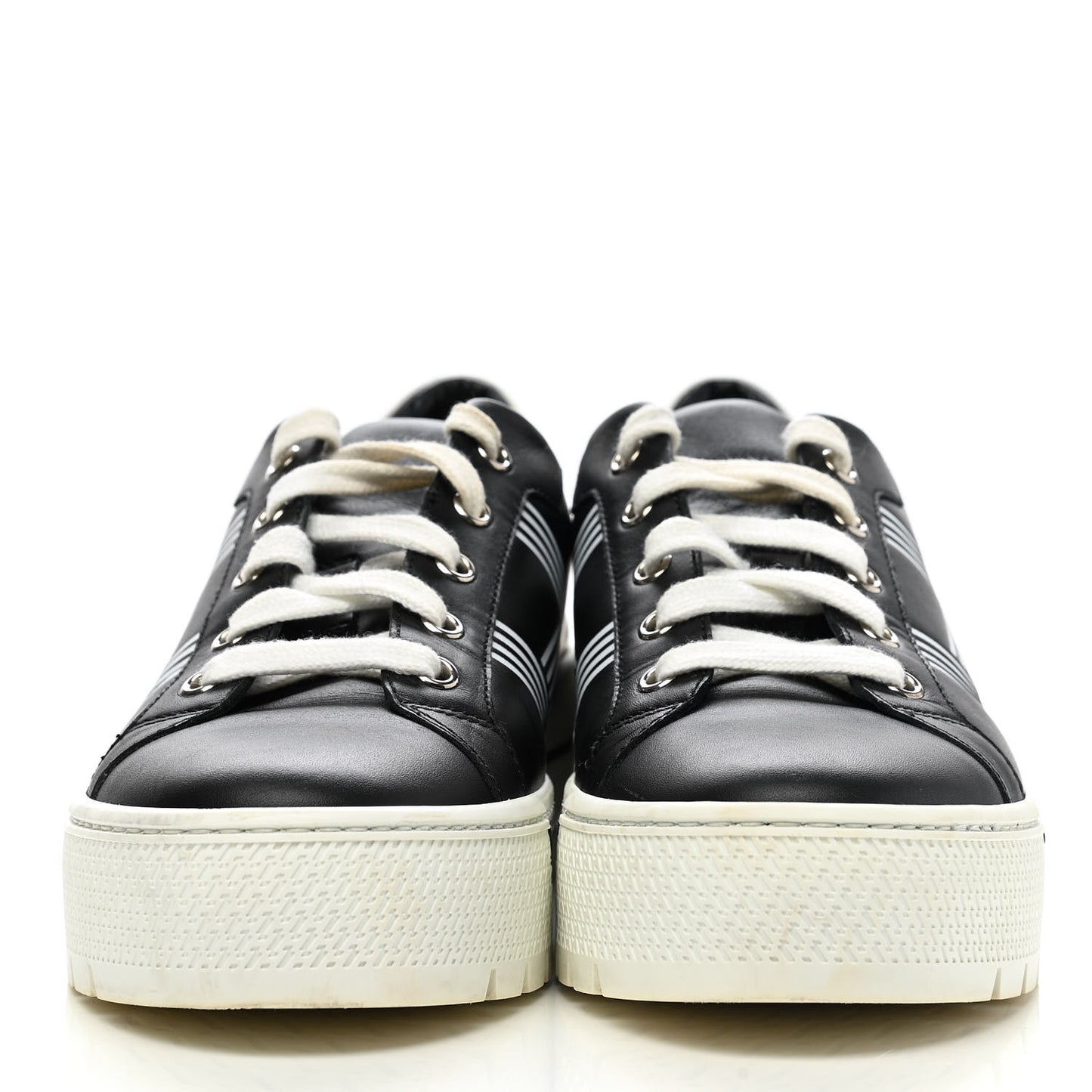 Calfskin Womens Dare Sneakers 38 Black White