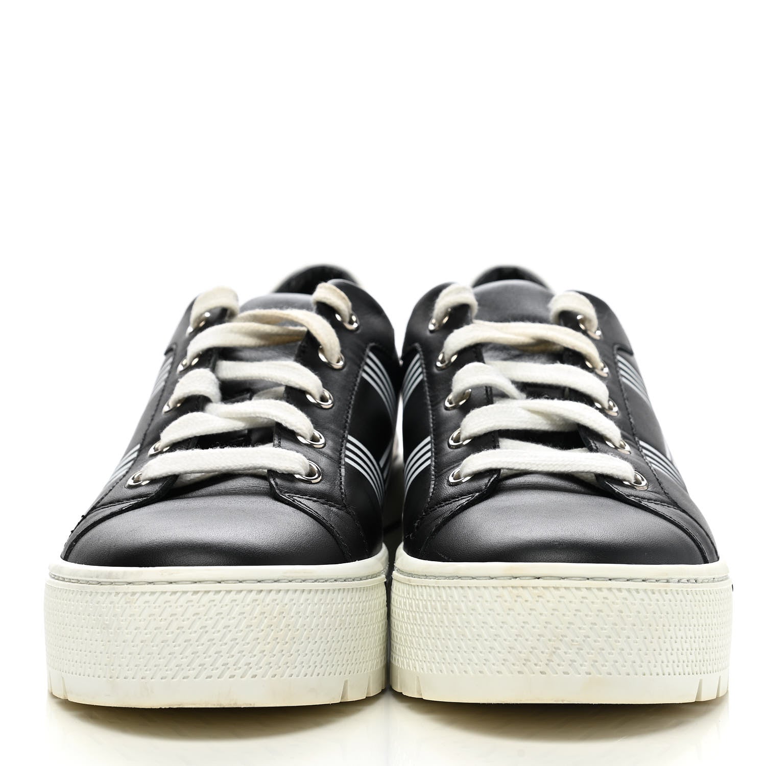 Hermes Calfskin Womens Dare Sneakers 38 Black White 2 of 11