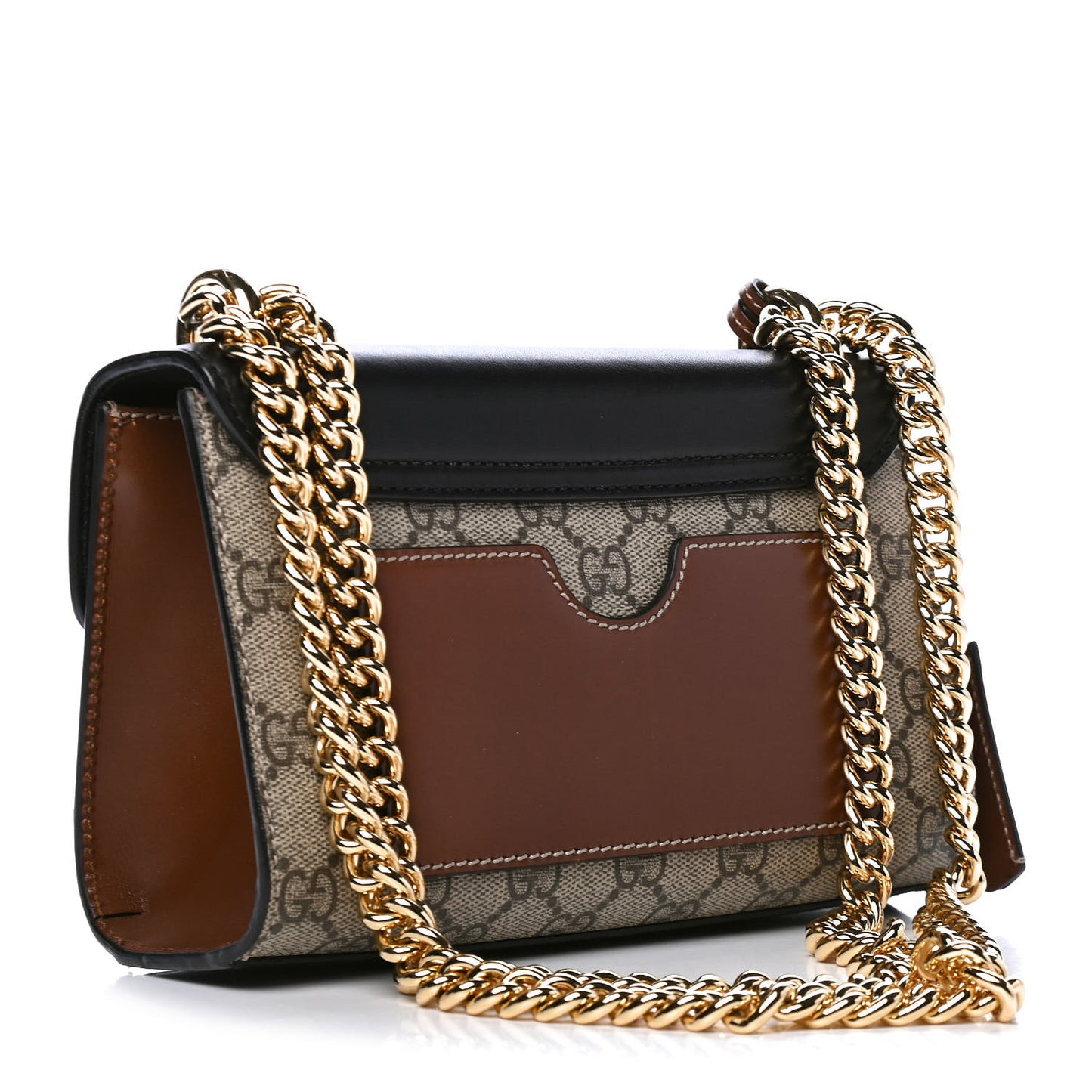 GG Supreme Monogram Calfskin Small Padlock Shoulder Bag Beige Black Cuir