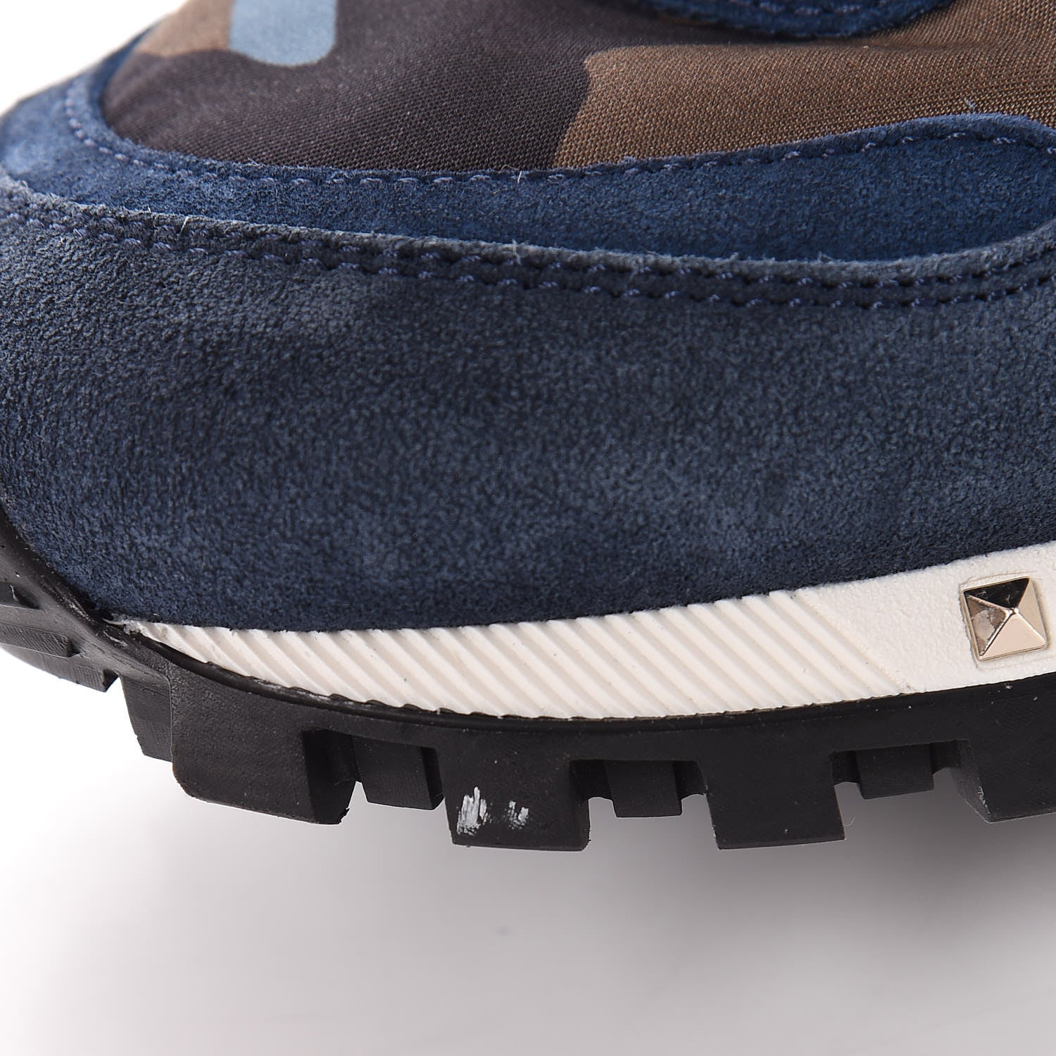Valentino Garavani Suede Nylon Camouflage Womens Soul Rockstud Sneakers 41 Navy 12 of 19