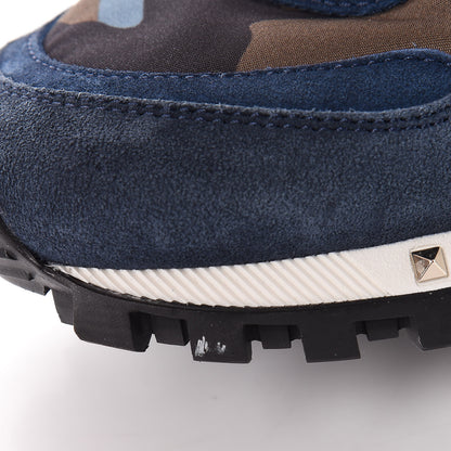 Valentino Garavani Suede Nylon Camouflage Womens Soul Rockstud Sneakers 41 Navy 12 of 19