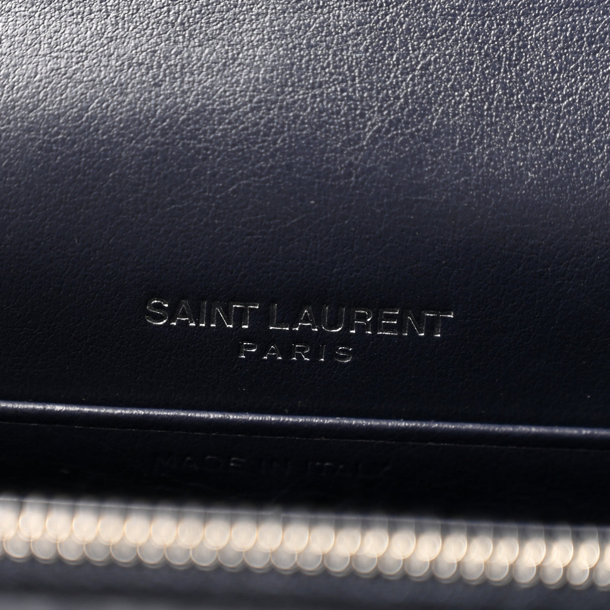 Saint Laurent Calfskin Crocodile Embossed Kate Monogram Tassel Chain Wallet Deep Marine 5 of 8
