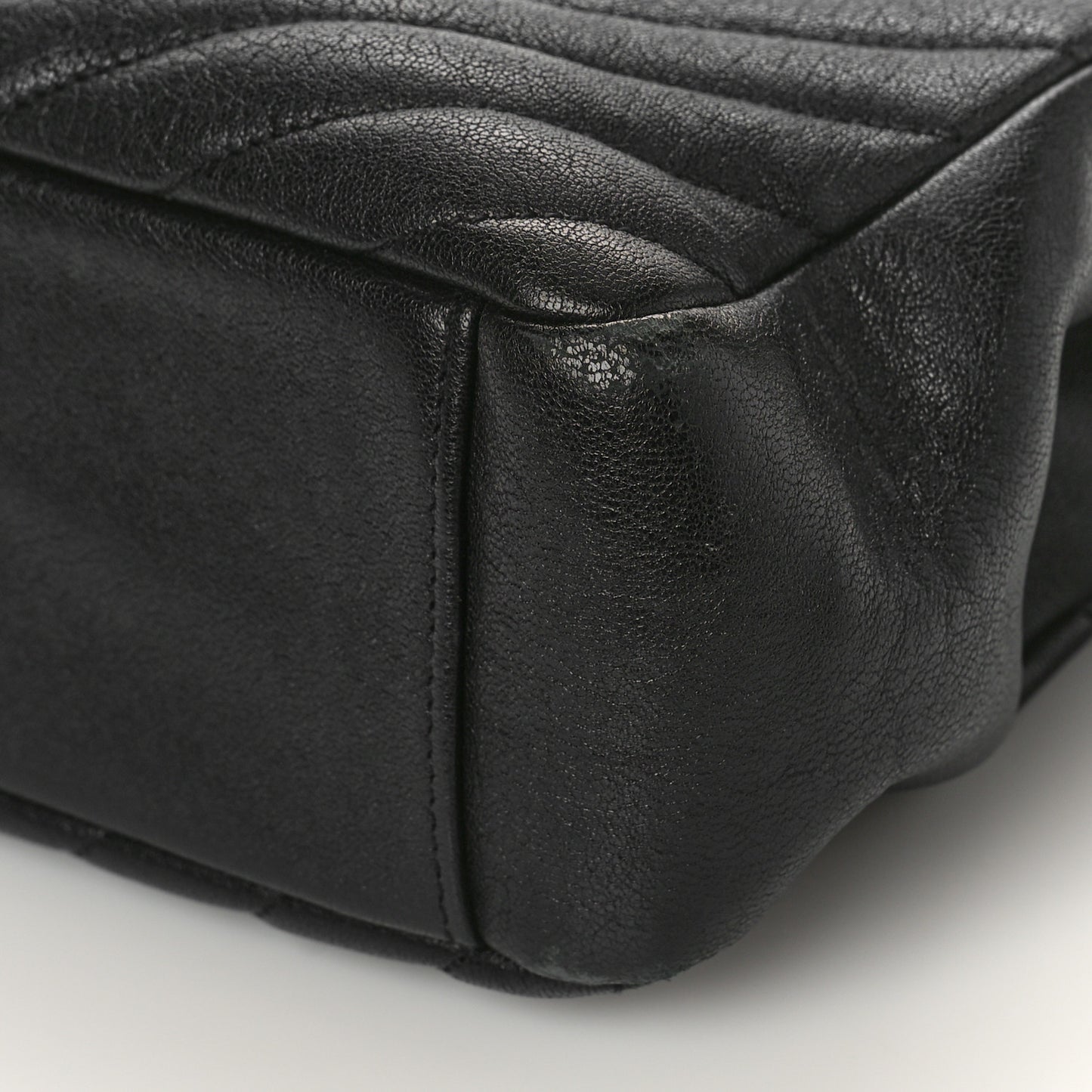 Sheepskin Matelasse Chevron Monogram Monochrome Large College Satchel Black