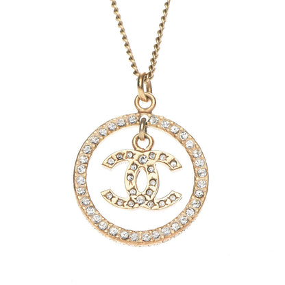 Chanel Crystal CC Medallion Pendant Necklace Gold 4 of 5