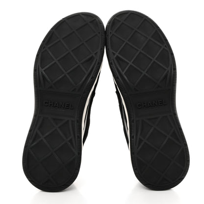 Chanel Suede Calfskin Nylon Grosgrain CC Sneakers 39.5 Black 5 of 9