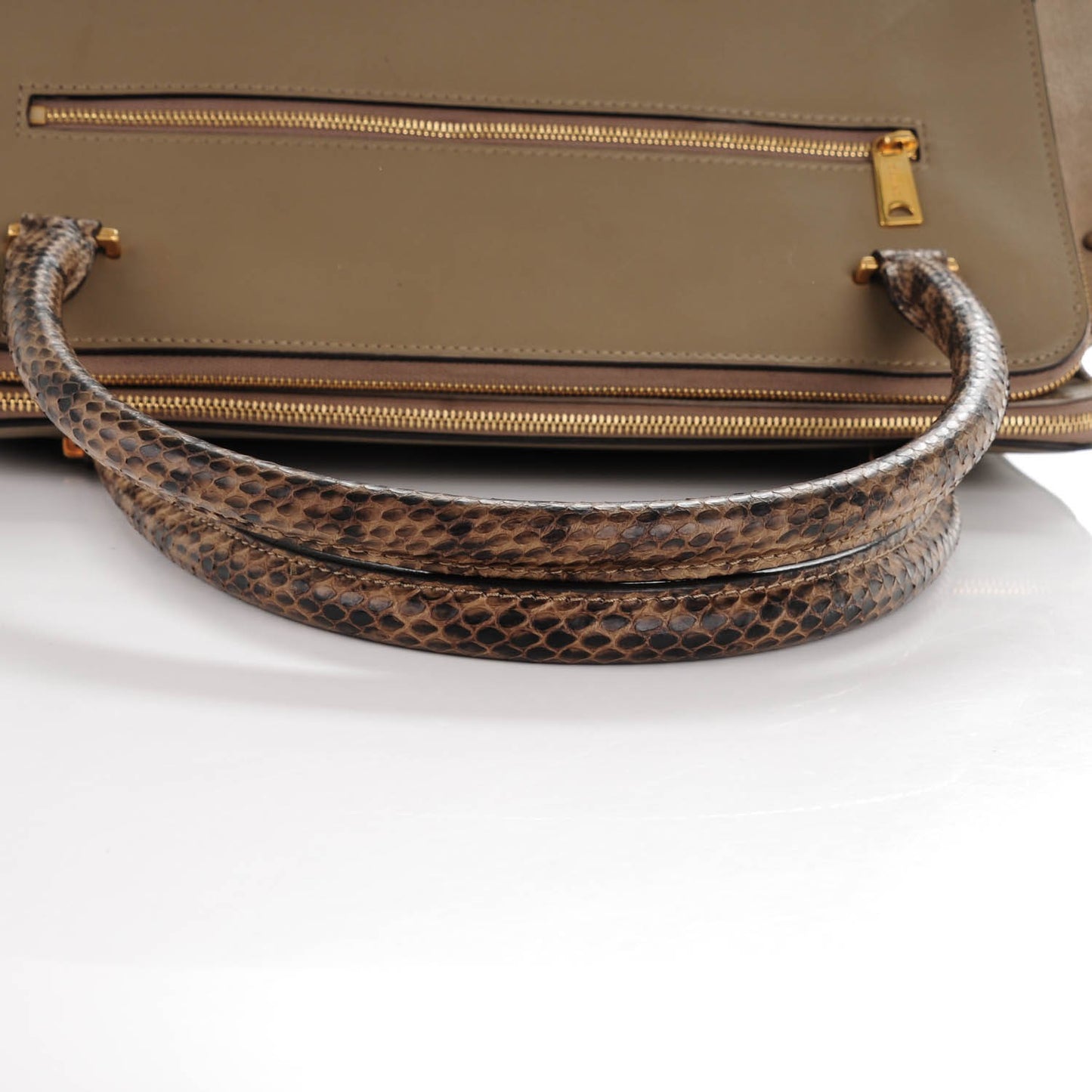 Smooth Calfskin and Suede Double Zip Trapeze Sand