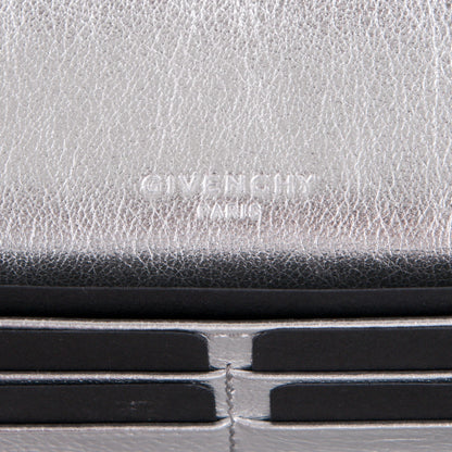 Givenchy Metallic Calfskin Lizard Embossed Pandora Flap Continental Wallet Silver 6 of 8