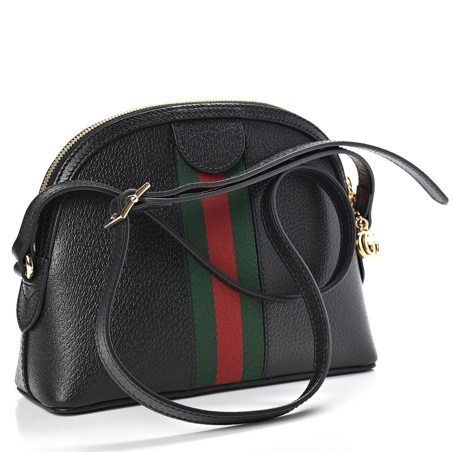 Gucci Calfskin GG Web Small Ophidia Dome Shoulder Bag Black 3 of 10
