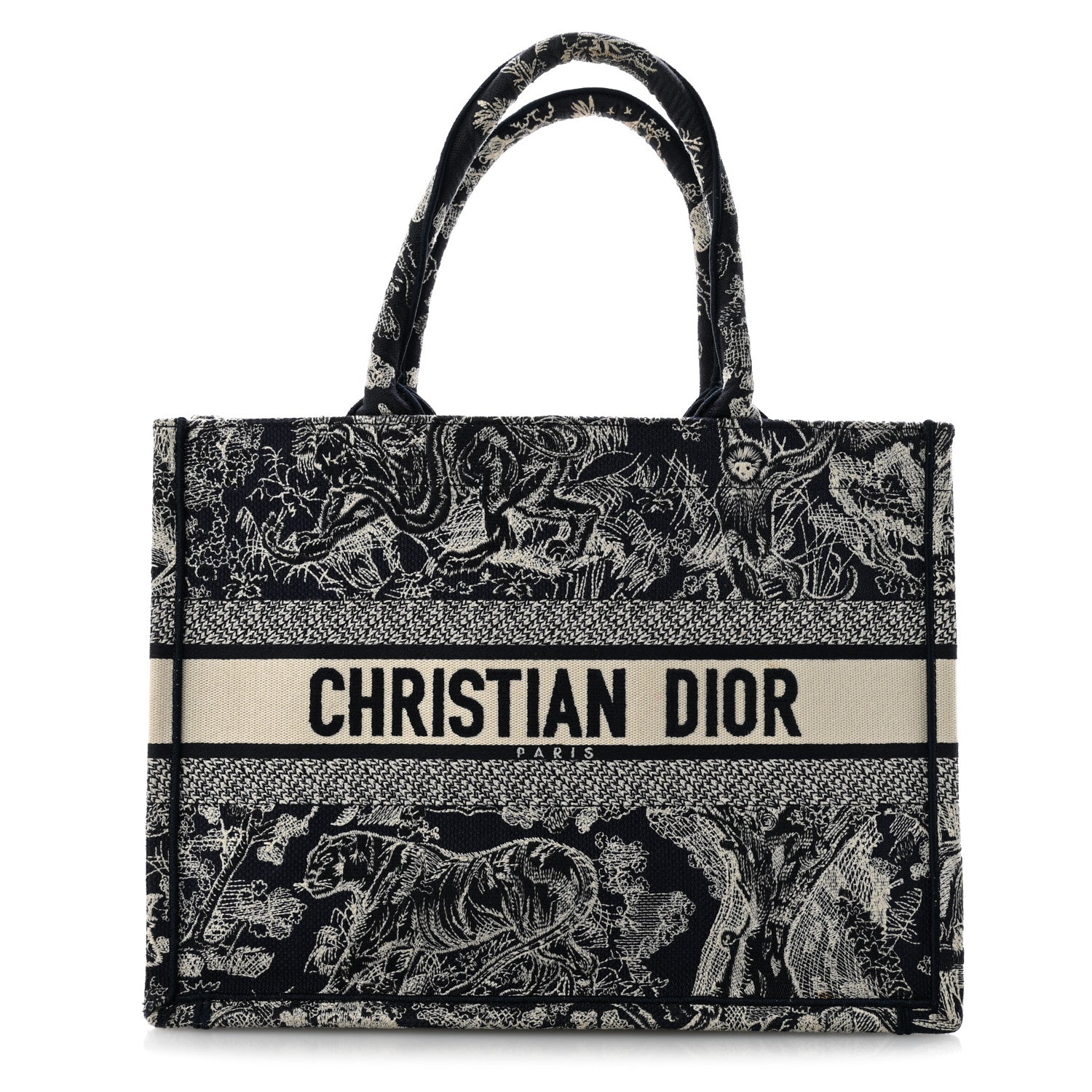 Christian Dior Canvas Embroidered Medium Toile De Jouy Reverse Book Tote Blue 1 of 14