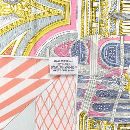 Hermes Silk Grand Theatre Nouveau Scarf 90 White Rose Jaune Pale 3 of 6