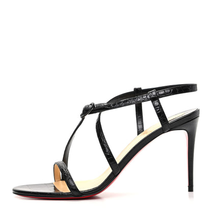 Christian Louboutin Calfskin Alligator Embossed Selima 85 Sandals 39.5 Black 1 of 8