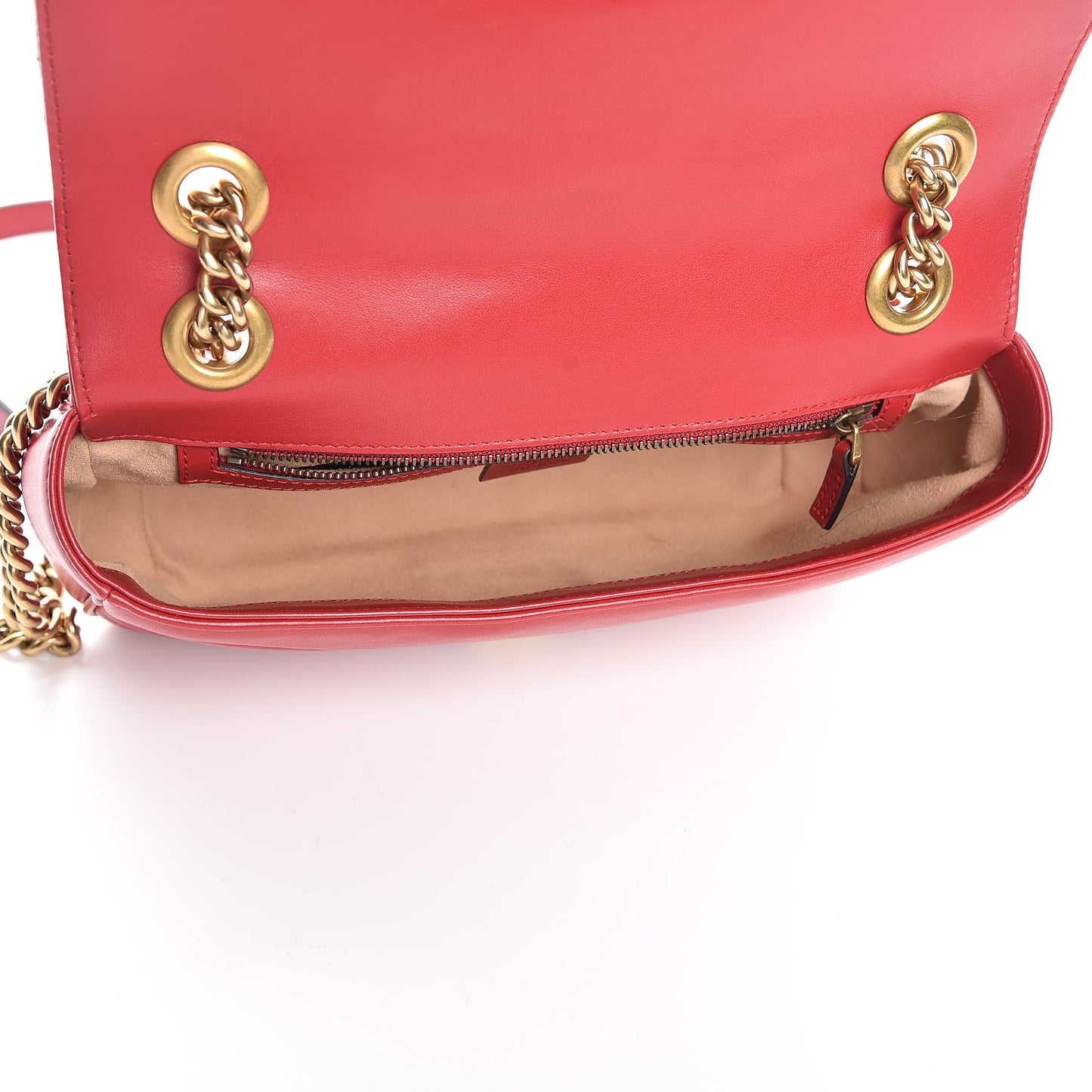 Calfskin Matelasse Small GG Marmont Shoulder Bag Hibiscus Red