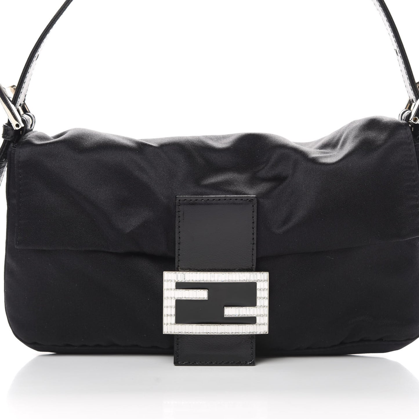 Satin Crystal Baguette Black