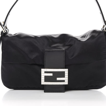 Fendi Satin Crystal Baguette Black 8 of 12
