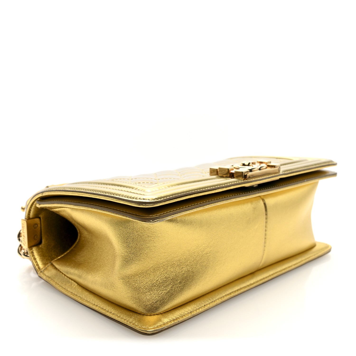 Chanel Metallic Patent Calfskin Quilted Medium Boy Flap Gold 4 of 10