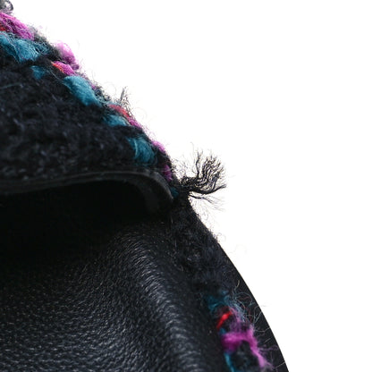 Chanel Wool Tweed Velcro Dad Sandals 41 Black Purple Green Red 11 of 16