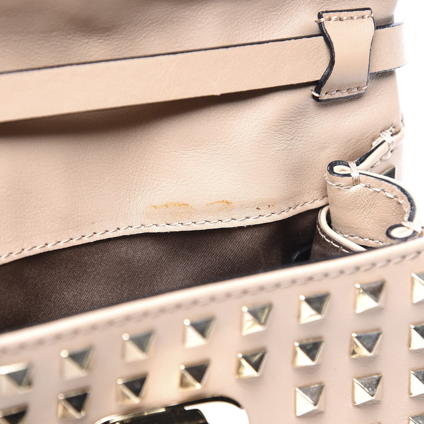 Vitello Mini Rockstud All Over Flap Saddle Crossbody Bag Rose Cannelle