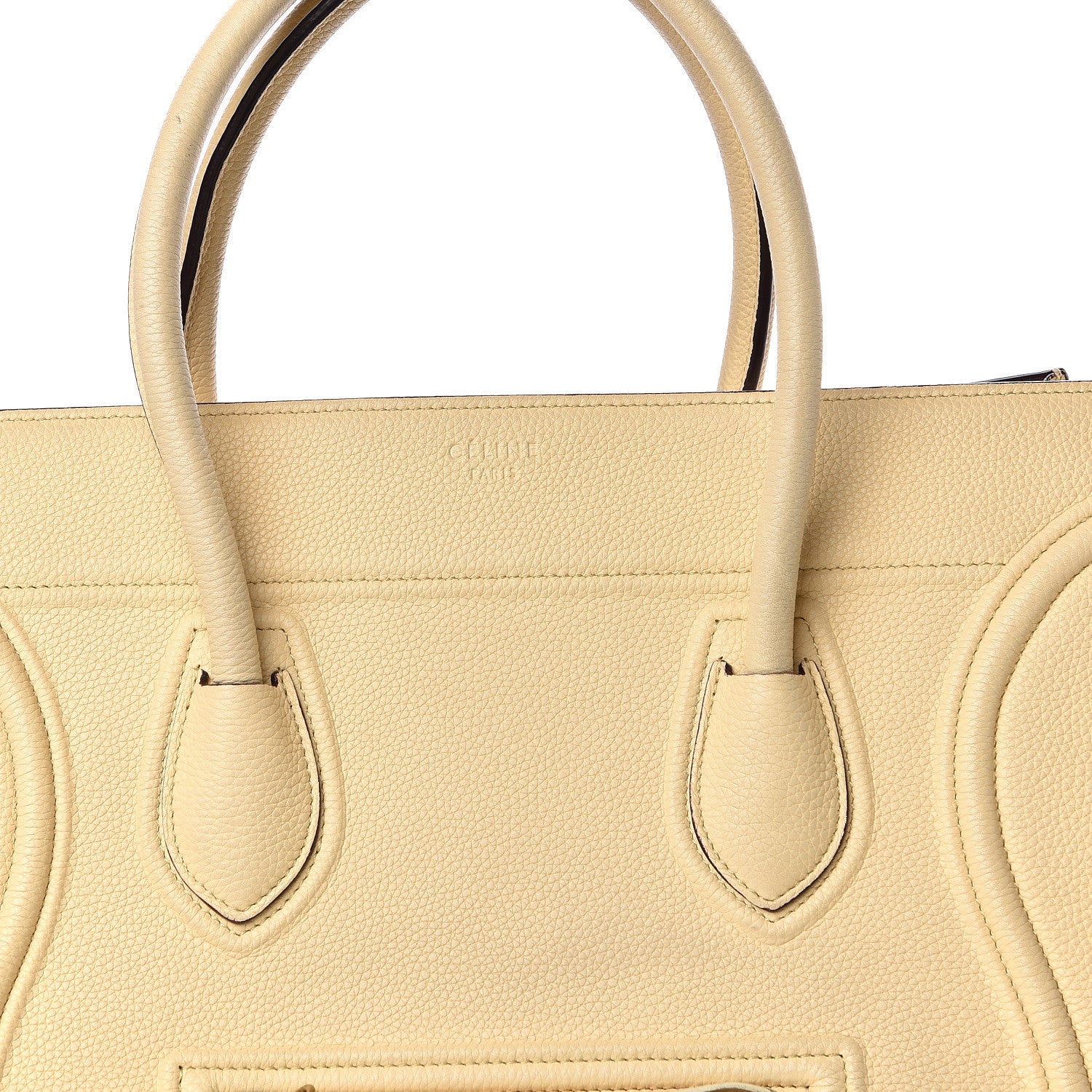 Celine Drummed Calfskin Medium Phantom Luggage Cream 10 of 10