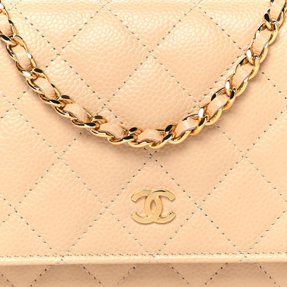 Chanel Caviar Quilted Wallet on Chain WOC Beige 9 of 12
