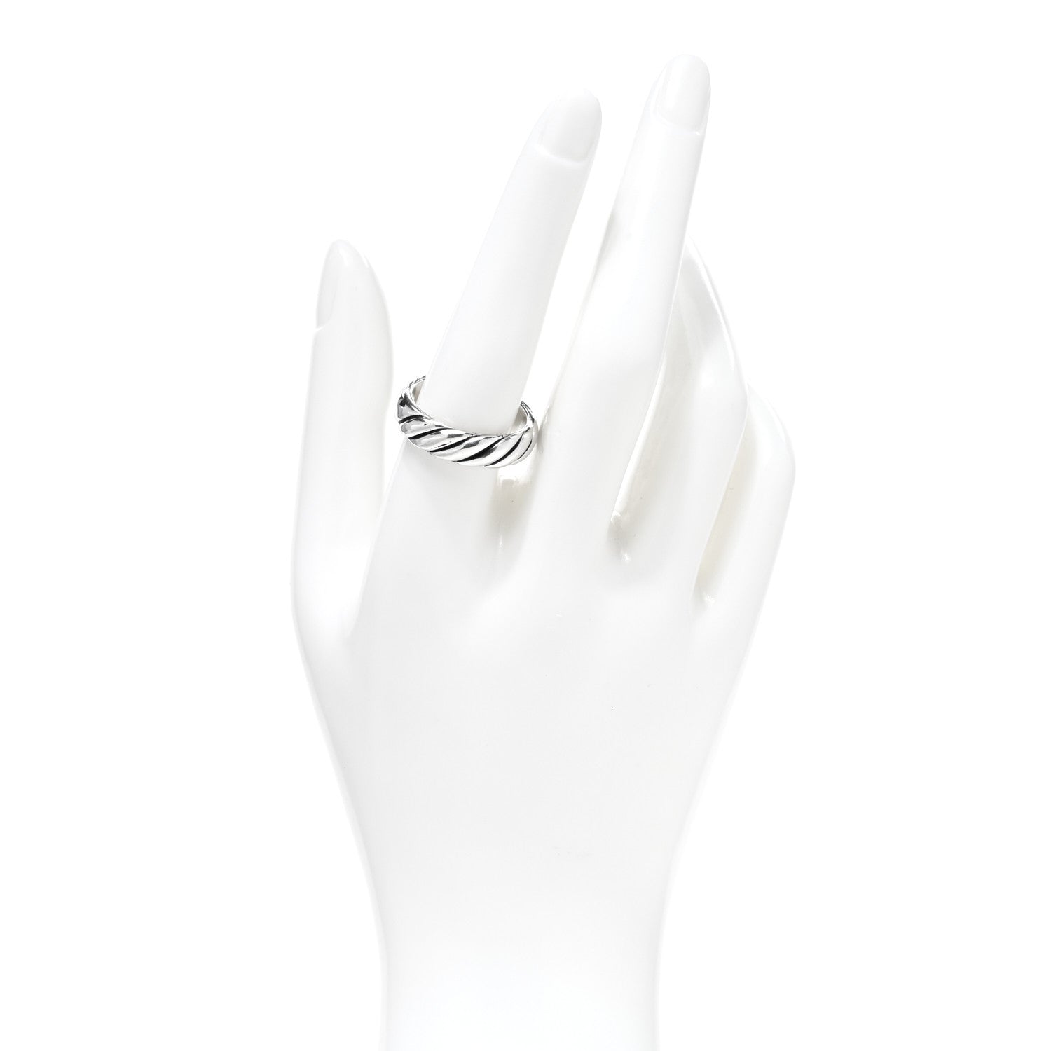 David Yurman Sterling Silver 6mm Sculpted Cable Band Ring 60 9 2 of 4