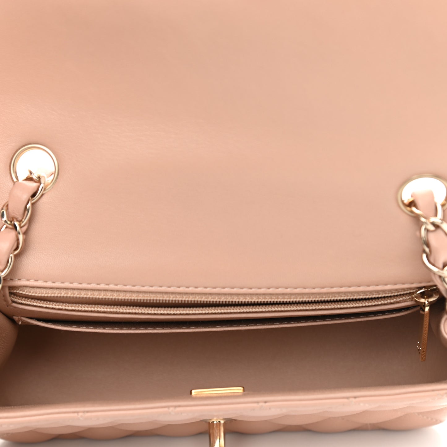 Lambskin Quilted Mini Rectangular Flap Beige