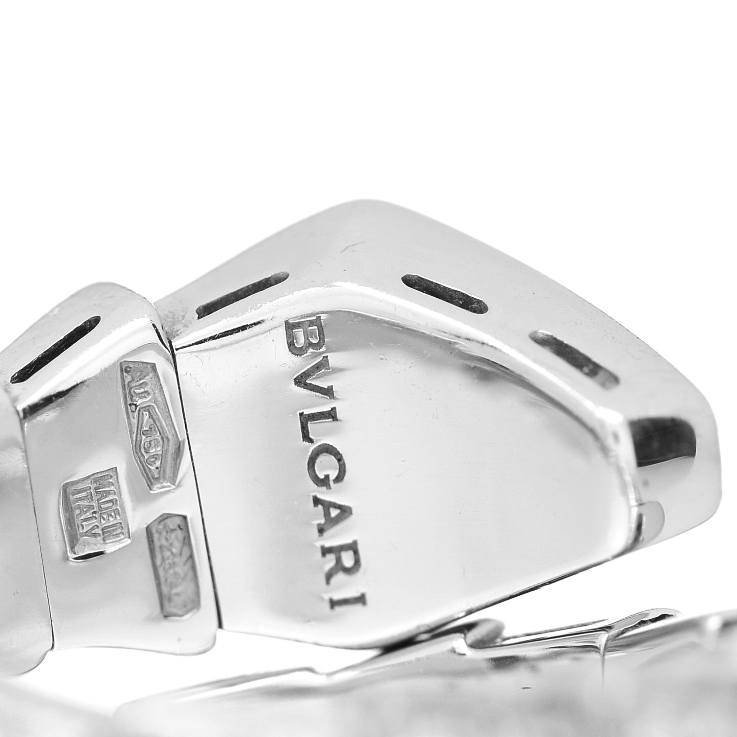 18K White Gold Diamond One-Coil Serpenti Viper Ring S