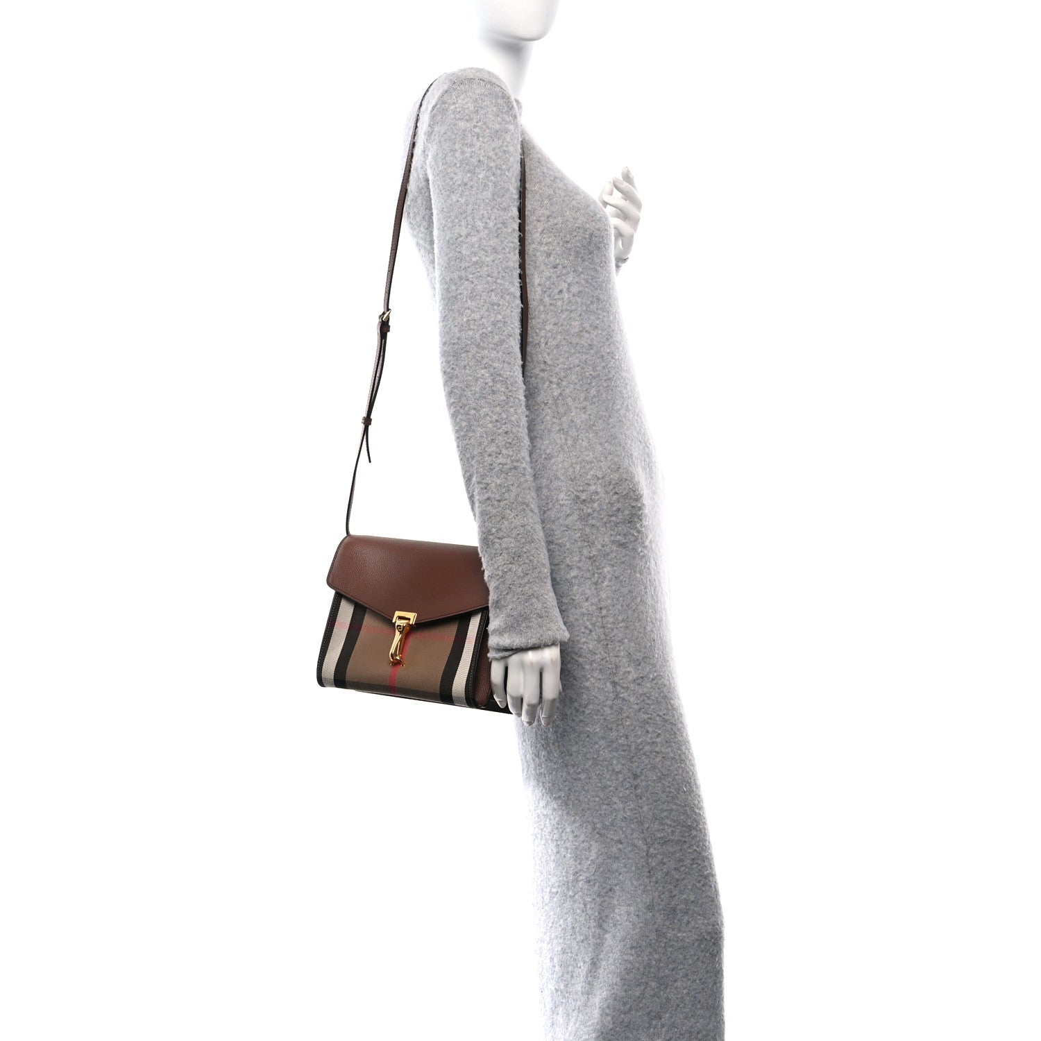 Burberry Derby Calfskin House Check Small Macken Crossbody Bag Tan 2 of 10