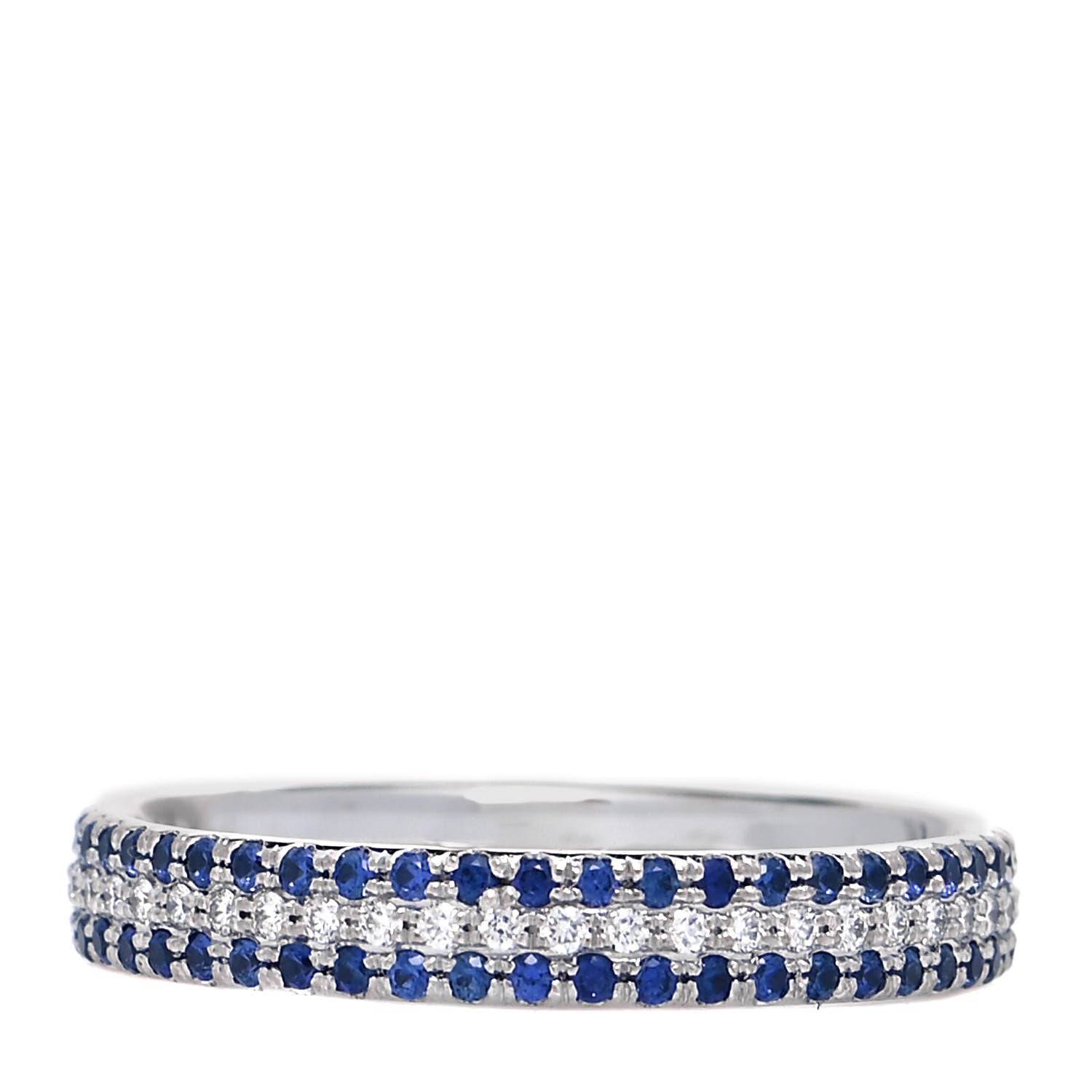 Tiffany 18K White Gold Diamond Blue Sapphire Embrace Ring 52 6 1 of 4