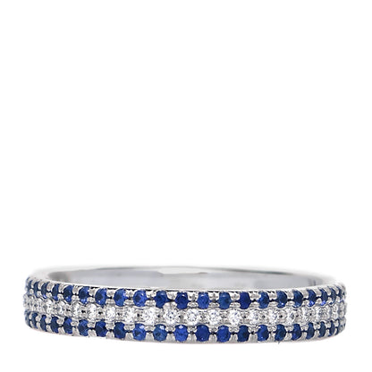 Tiffany 18K White Gold Diamond Blue Sapphire Embrace Ring 52 6 1 of 4